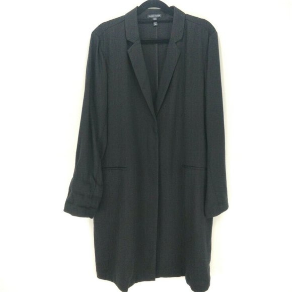 $375 EILEEN FISHER Size M Tencel Lyocell Button Front V-Neck Long Jacket Coat . - Picture 2 of 10